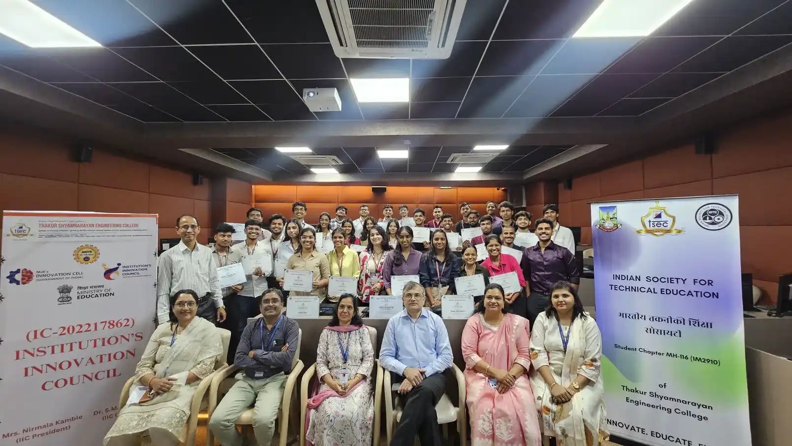 Faculty and students with certificates at a Thakur Shyamnarayan Engineering College event